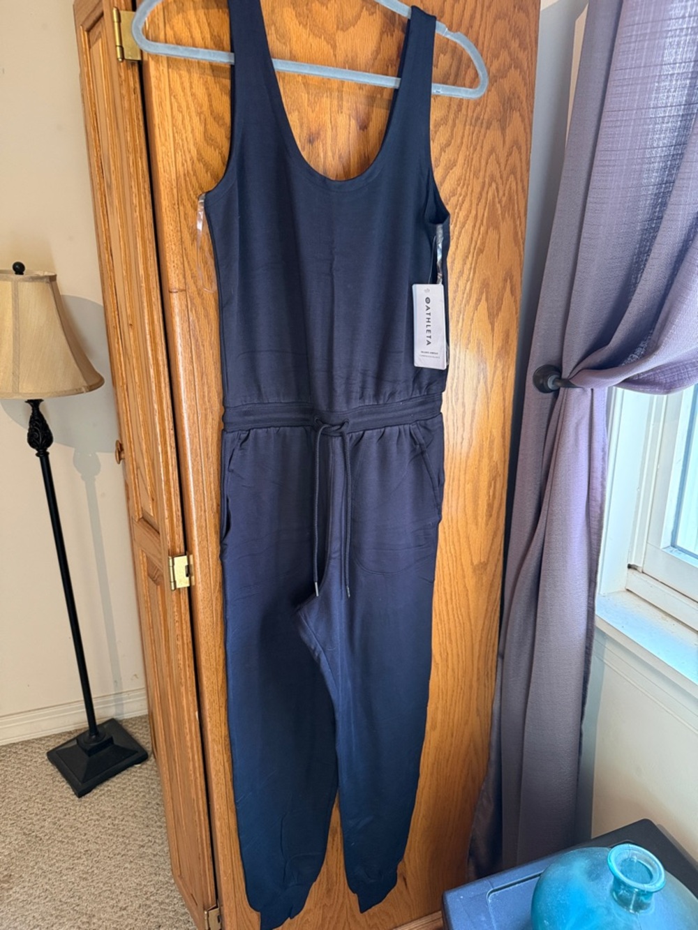 Deep Navy Sleeveless Jumpsuit with Drawstring